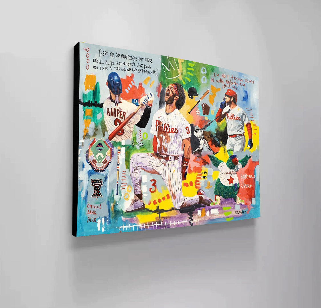 Bryce Harper Phillies Baseball Team - Modern Pop Art Canvas