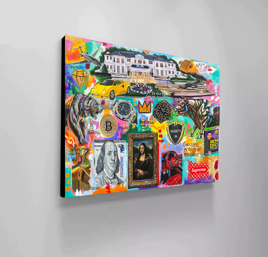 Billionare Abstract Art 2025 Modern Pop Art Canvas Print