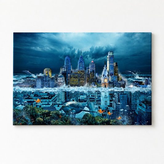Philadelphia Underwater Canvas Print – Surreal City Wall Art