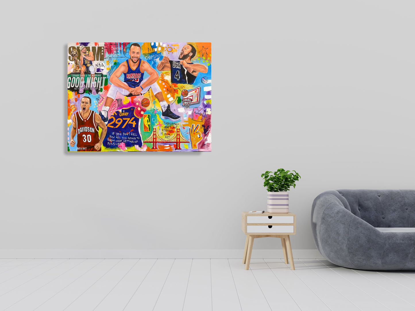 Stephen Curry Basketball 2025 Modern Pop Art Canvas Print