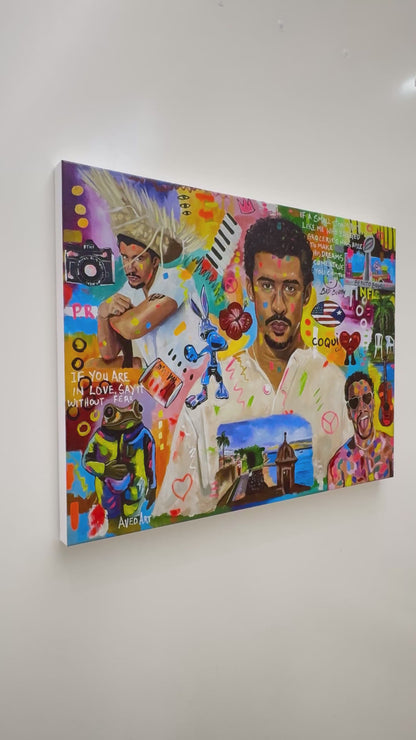 Bad Bunny's (Benito Bowl) 2025 Modern Pop Art Canvas Print