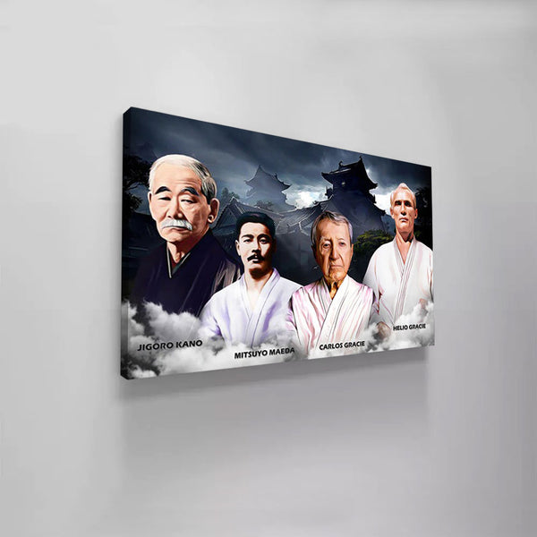 Jiu Jitsu Collage-Jigoro Kano, Mitsuyo Maeda, Carlos Gracie, Helio Gracie